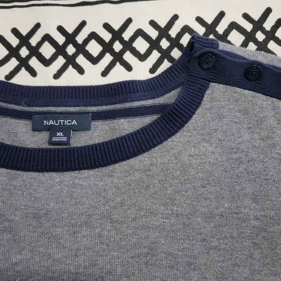 Nautica Women's Gray Navy Blue Striped Long Sleeve Sailing Sweater Size … - Picture 9 of 10